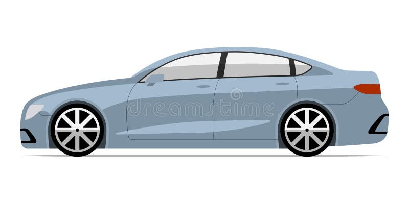 Carro moderno no estilo liso Vista lateral do sedan do negócio isolada no fundo branco ilustração stock Carro moderno no estilo liso Vista lateral do sedan do negócio isolada no fundo branco ilustração stock