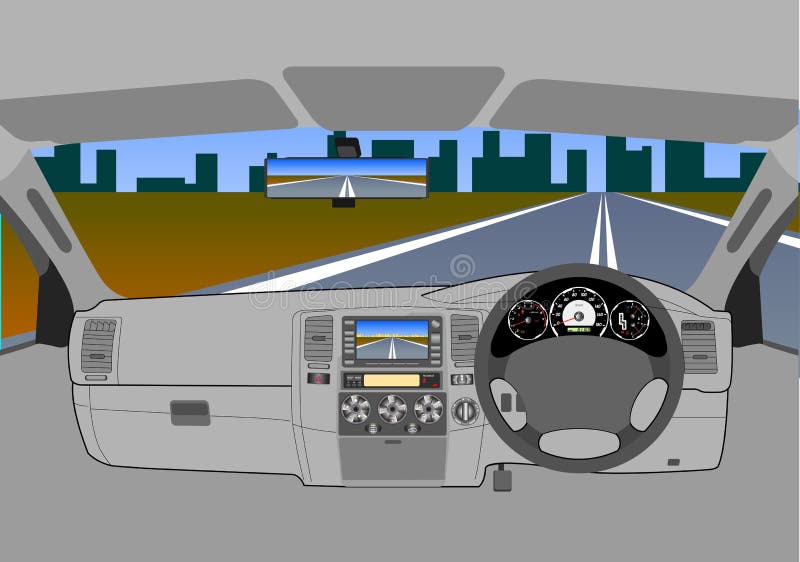 carro sem um excitador na estrada. ilustração royalty free carro sem um excitador na estrada. ilustração royalty free