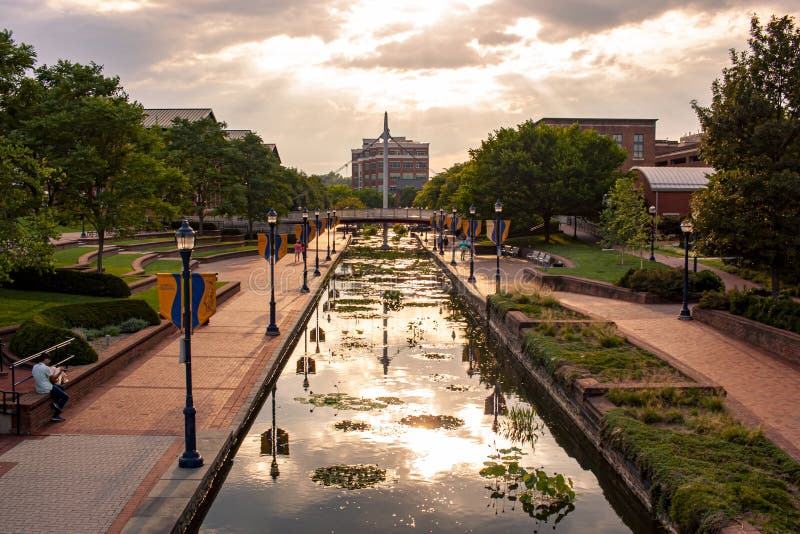 Carroll Creek Park in Downtown Frederick at Sunset Editorial Image Carroll Creek Park in Downtown Frederick at Sunset Editorial Image