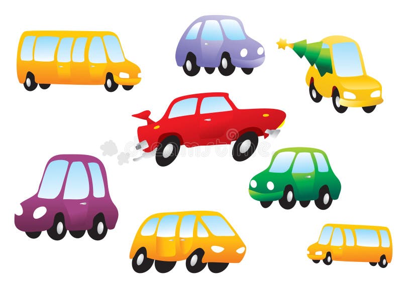 Jogo de futebol com os quatro carros coloridos. Desenho animado