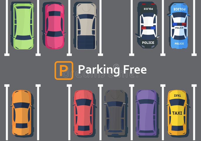 Carros Do Táxi Do Estacionamento E Fundo Da Cidade Ilustração do