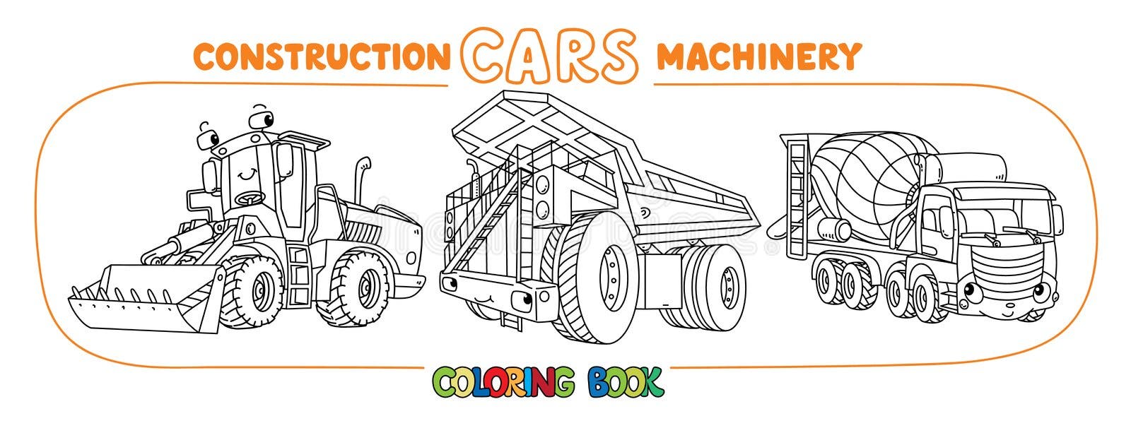 Trator De Construção Com Condutor. Desenho Animado Ilustração do