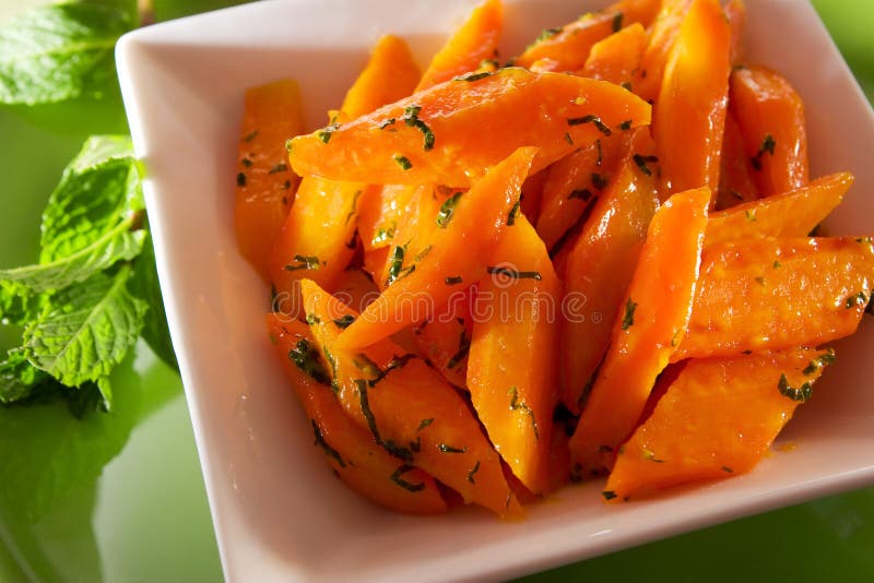 Orange glazed carrot with mint