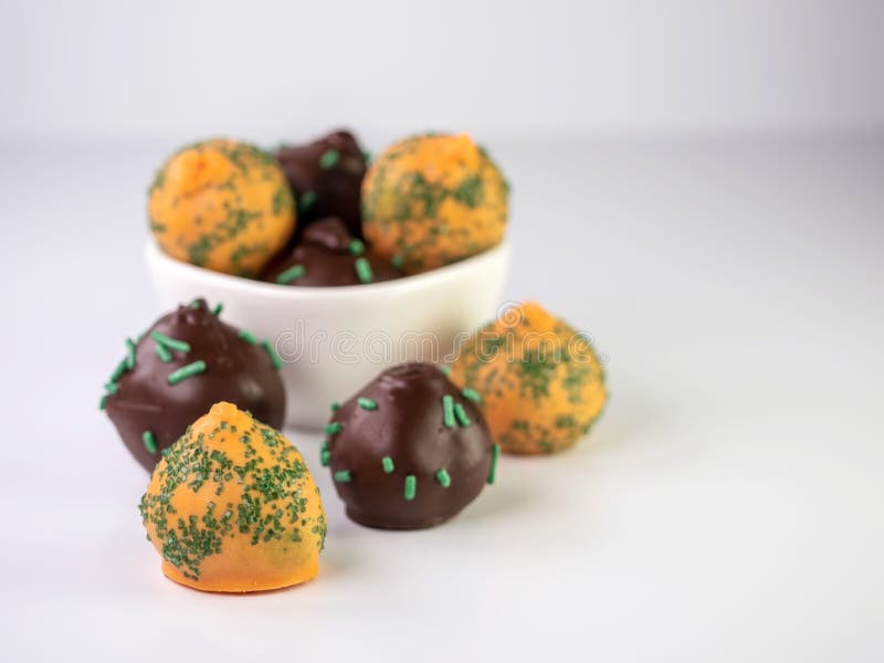 Carrot Cake Balls and Chocolate Mint Cake Balls with Sprinkles S Stock