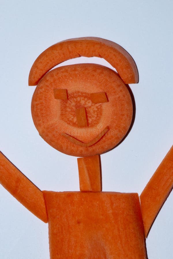 Carrot Human Head Made of Carrot on a White Background Stock Photo