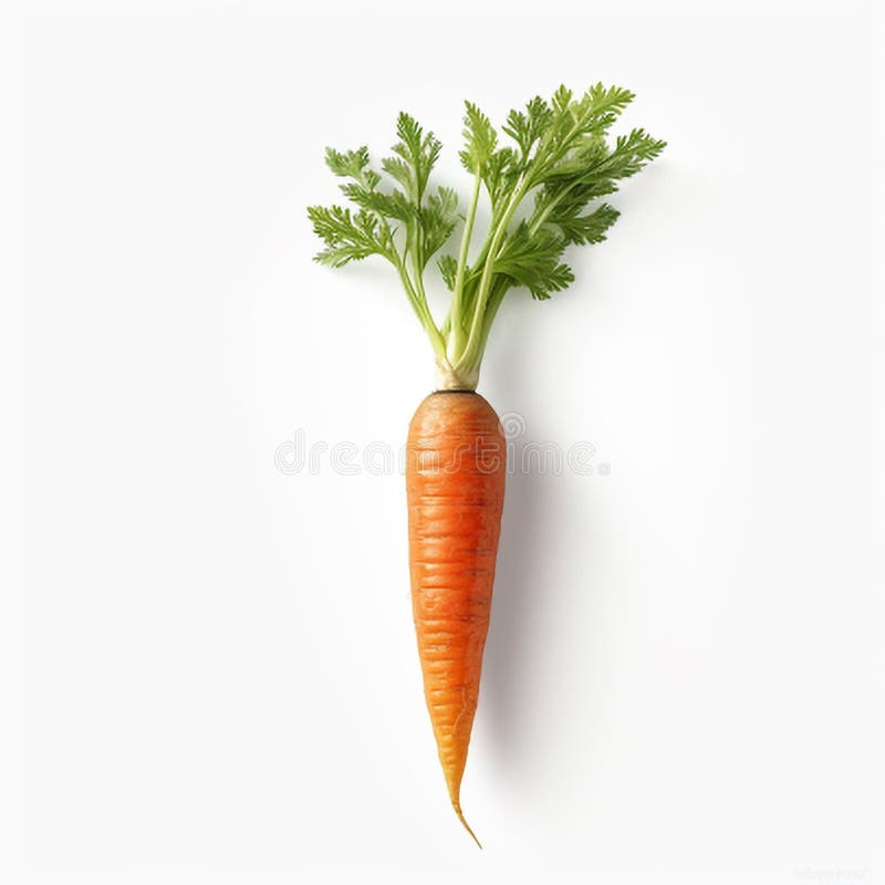 Carrot with Green Leaves Isolated on White Background Stock