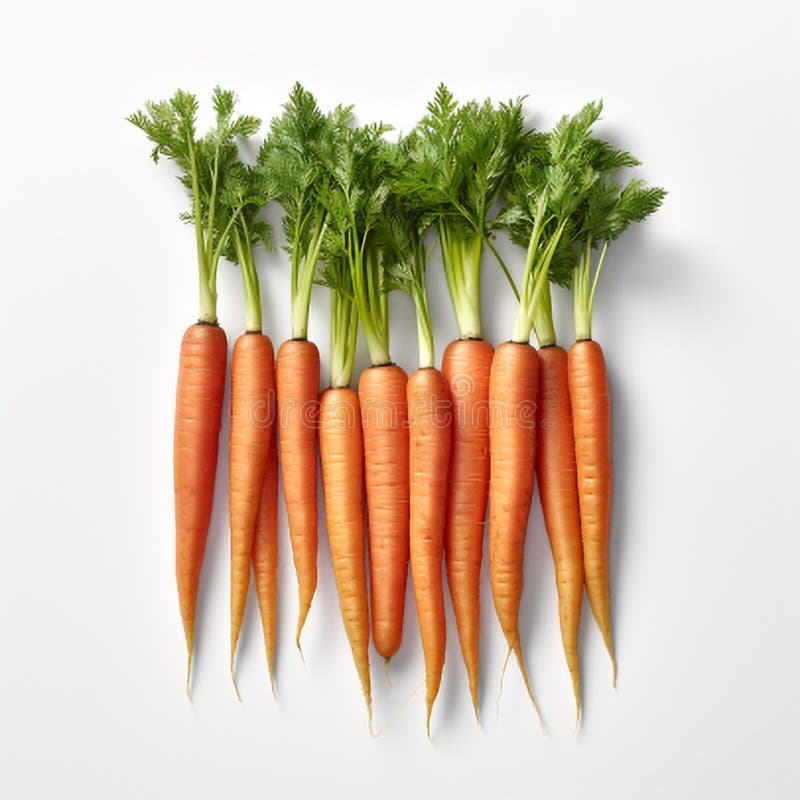 Carrot with Green Leaves Isolated on White Background Stock