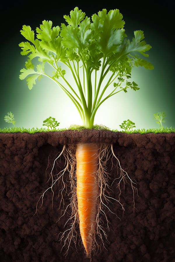 Carrot Growing in Ground Flat Style Vector Illustration Stock Vector