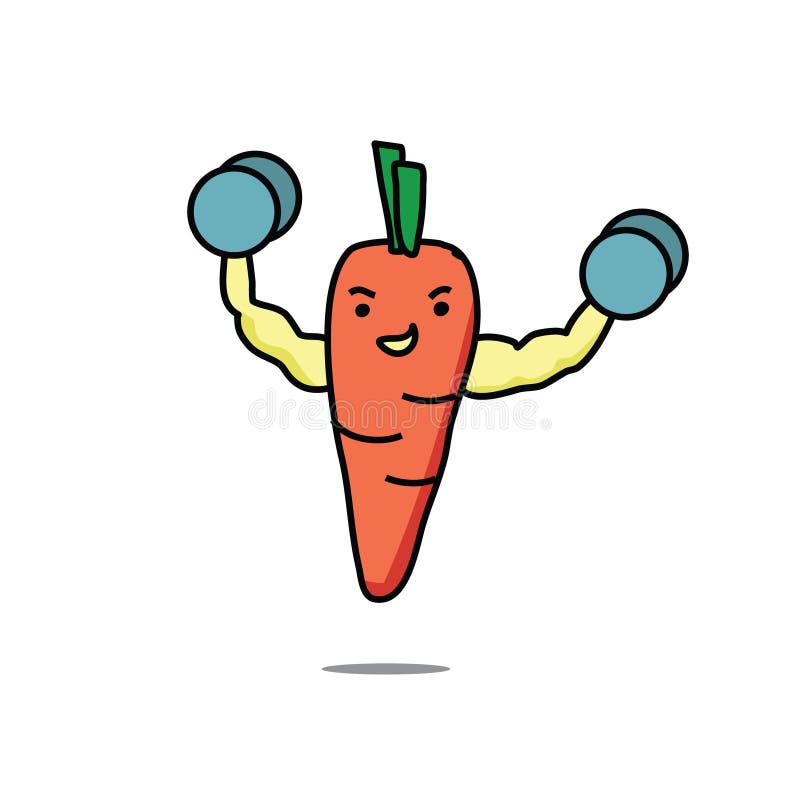 Carrot man stock vector. Illustration of weightlifting 83556935