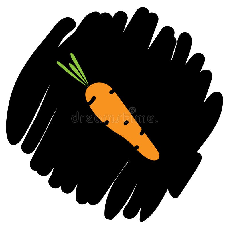 Carrot Vector Illustration Isolated On A Black Background Stock Vector