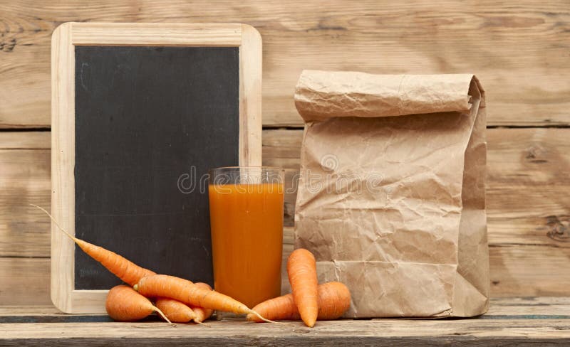 Carrots with paper bag