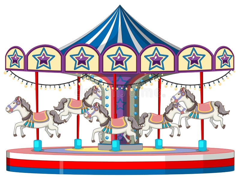 Carrousel met wit paard op witte achtergrond stock illustratie Carrousel met wit paard op witte achtergrond stock illustratie