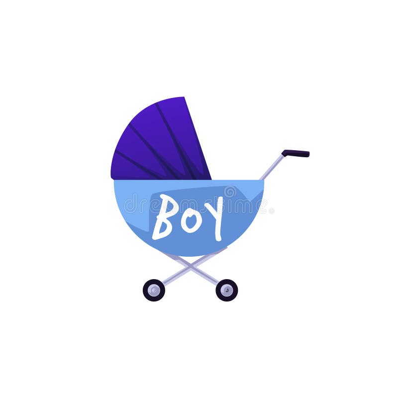 Carruaje azul para bebés con inscripción para niños ilustración vectorial de estilo plano libre illustration