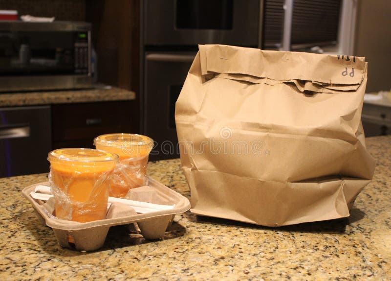 Carry Out or Take Away Food on a Kitchen Counter