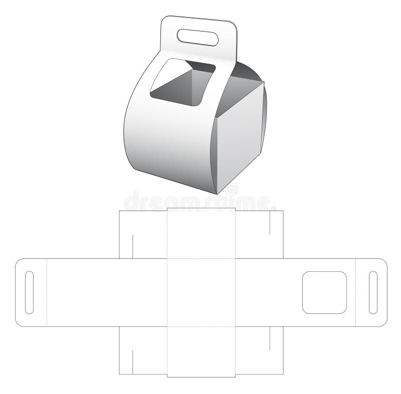 Carrying cardboard box with window die cut template royalty free illustration