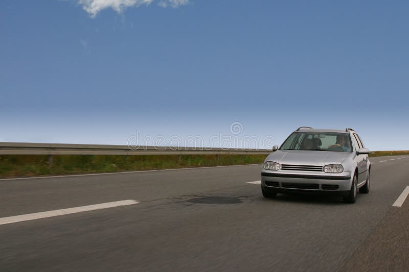 Road with Two Cars Going in the Opposite Direction Stock Photo Image