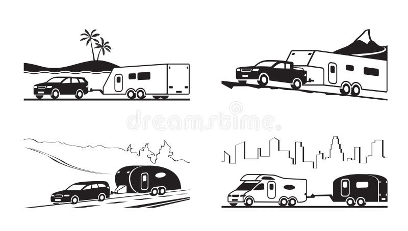 Cars with caravans and camper vector illustration Cars with caravans and camper vector illustration