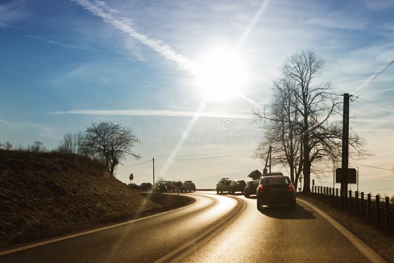 Cars Driving Down Country Road Royalty Free Stock Image Image 35075766