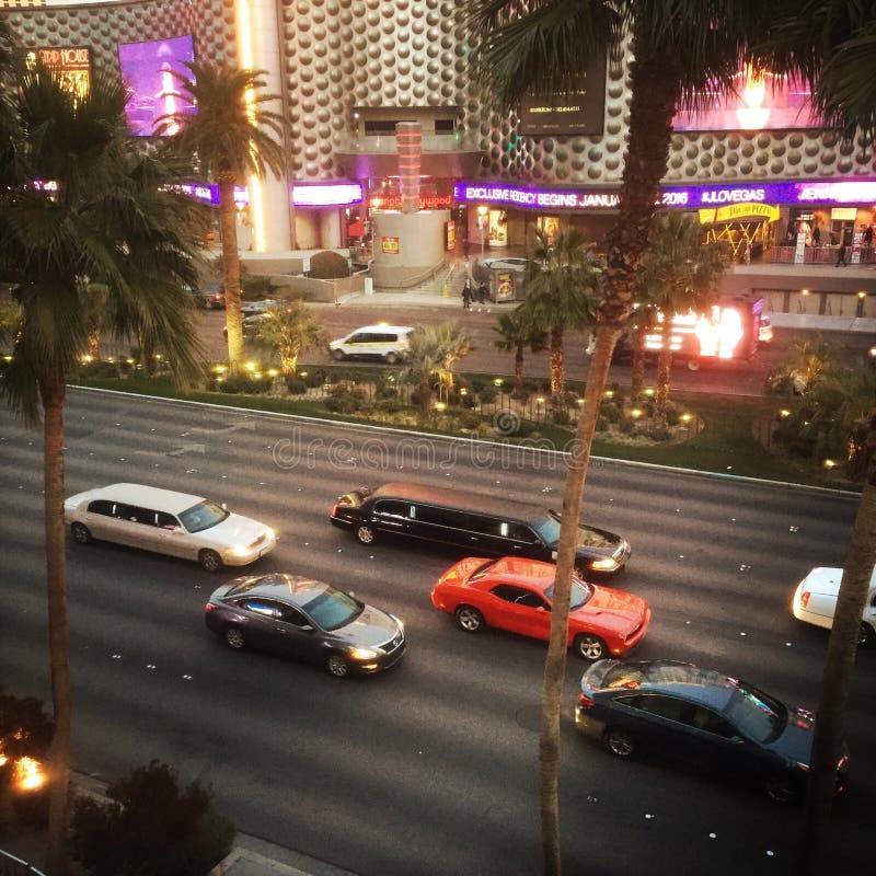 Cars on Las Vegas Strip, Nevada Editorial Stock Image Image of palms