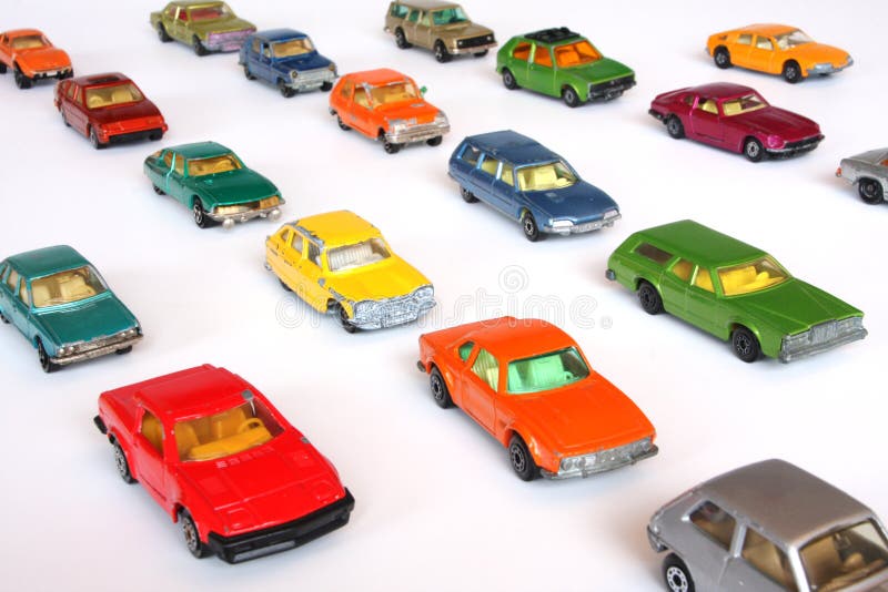 Lined up colorful retro toy cars. Lined up colorful retro toy cars