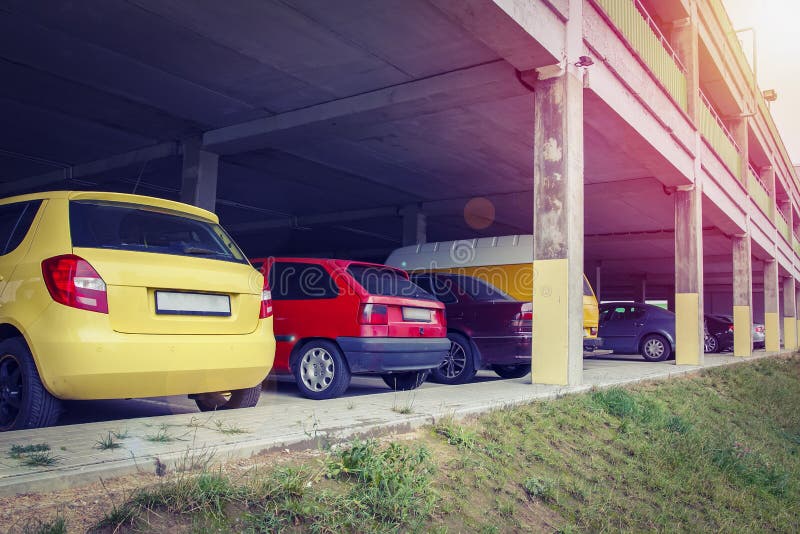Cars in the parking lot. stock image. Image of inside 108124105