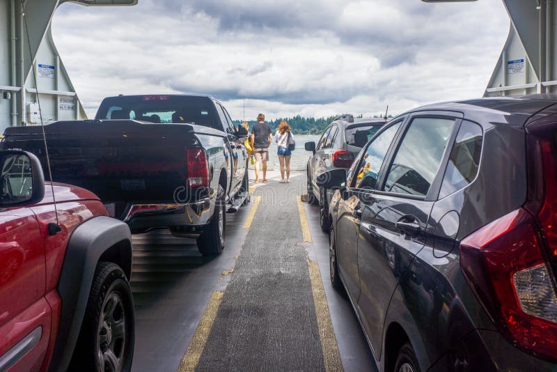 Cars and People on Ferryboat ride to Seattle