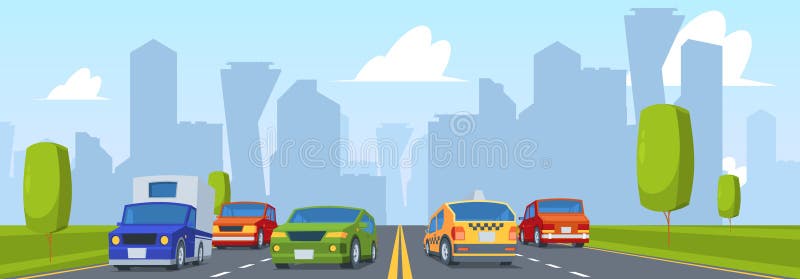 Cars on Road. Speed Automobile Outdoor Highway with Four Traffic Line  Driving Tunnel Garish Vector Cartoon Background Stock Vector - Illustration  of infographic, transportation: 226831475