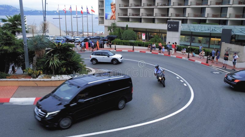 Cars timelapse i Monaco, Monte Carlo, stadstrafik