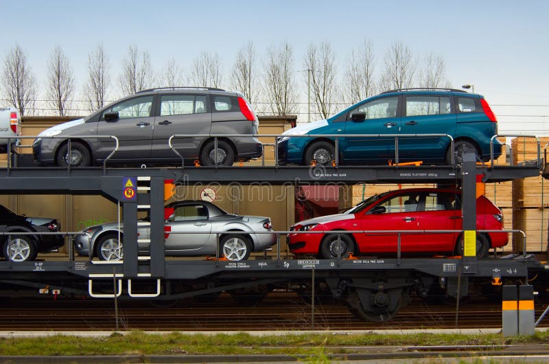 Cars on a train