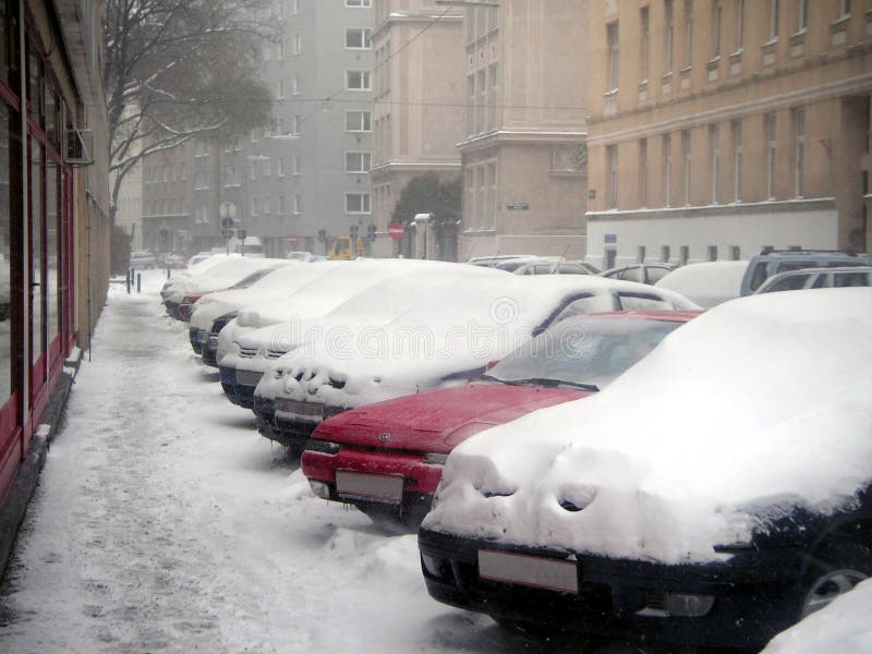 Cars under snow