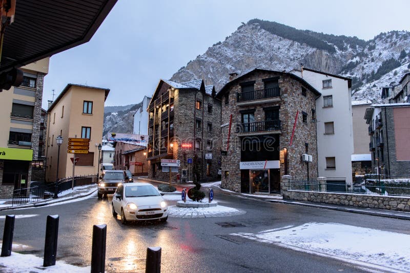 Canillo, Andorra : 2019 Janaury 23 : Cars under the snow in the town of Canillo in Andorra After a great snowfall.