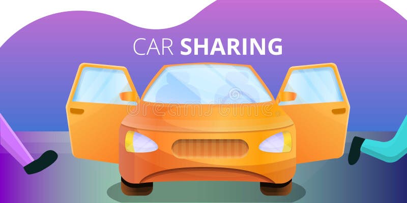 Carsharing- Konzeptfahne, Karikaturart lizenzfreie abbildung Carsharing- Konzeptfahne, Karikaturart lizenzfreie abbildung