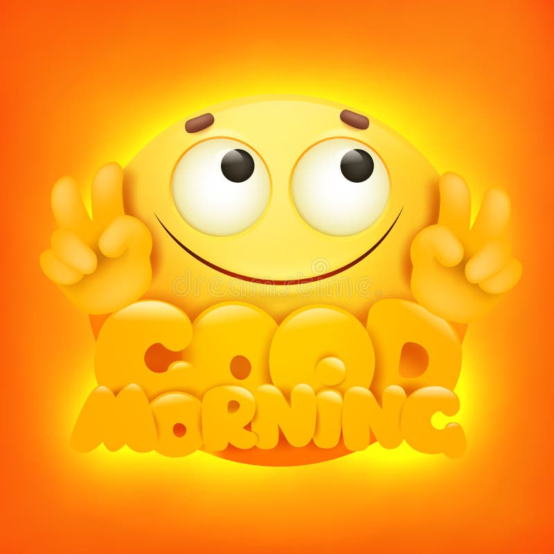 Cartão Conceitual De Bom Dia Com Personagem Emoji De Sorriso Amarelo  Ilustração Stock - Ilustração de avatar, vetor: 157403255