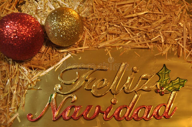 Cartão De Natal Feliz Navidad Mensagem De Feliz Natal Em Espanhol Latino  Com Decoração De Natividade Foto de Stock - Imagem de cena, naturezas:  167008060