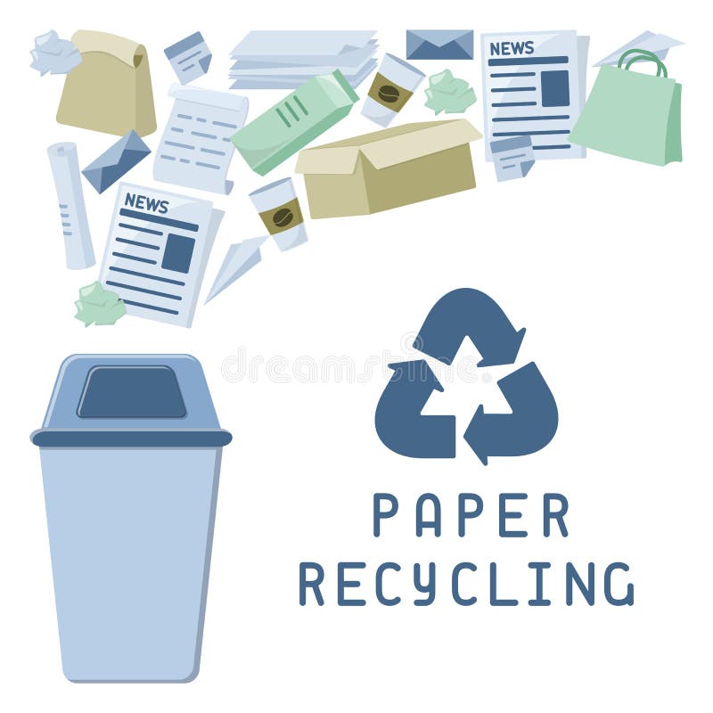 Caixote De Lixo Para Reciclagem De Papel Ilustração Stock - Ilustração de  recipiente, escaninho: 219115970