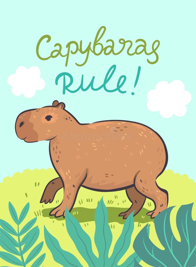 Um personagem de desenho animado de capivara com fundo branco