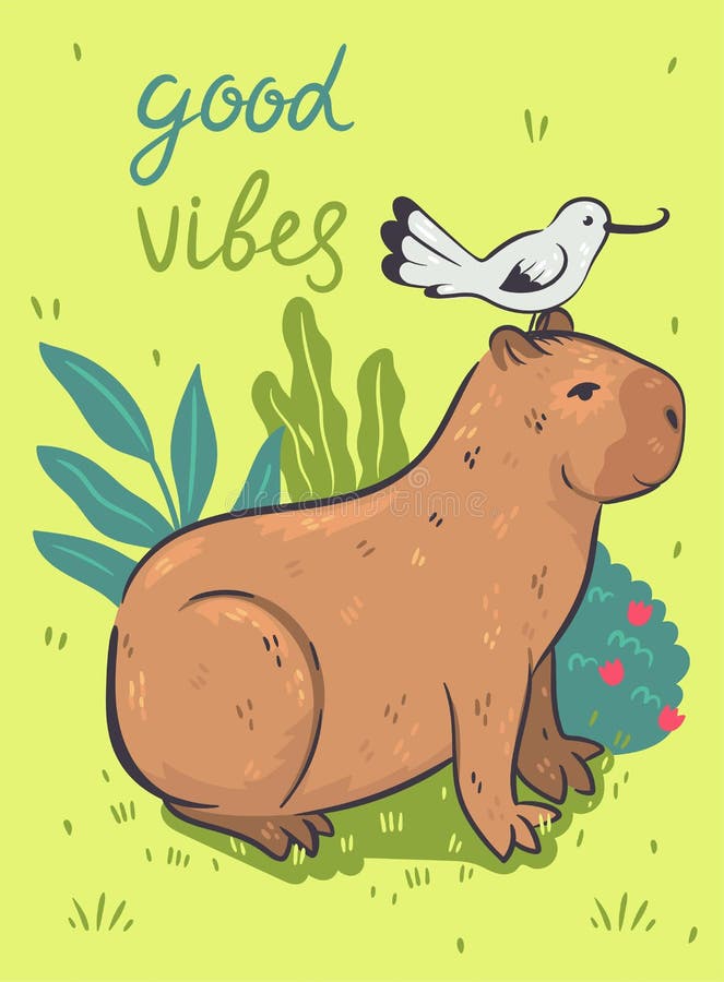 fofa capivara, capivara ilustração, aguarela capivara, feliz