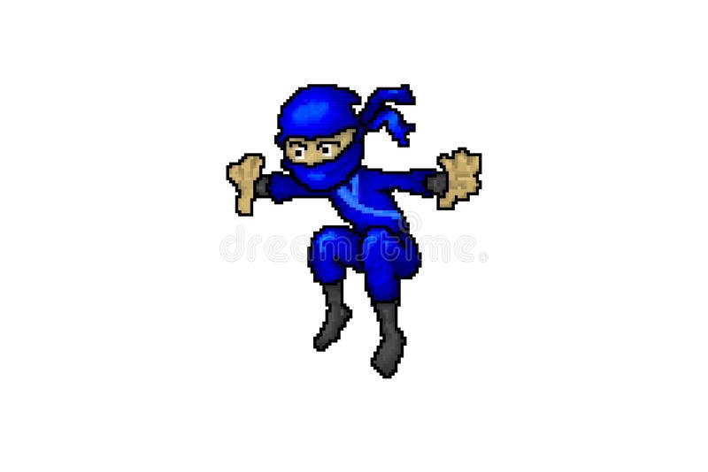 Imprimir Ilustração De Caractere Ninja Preto Cartoon Ninjas 8 Bits