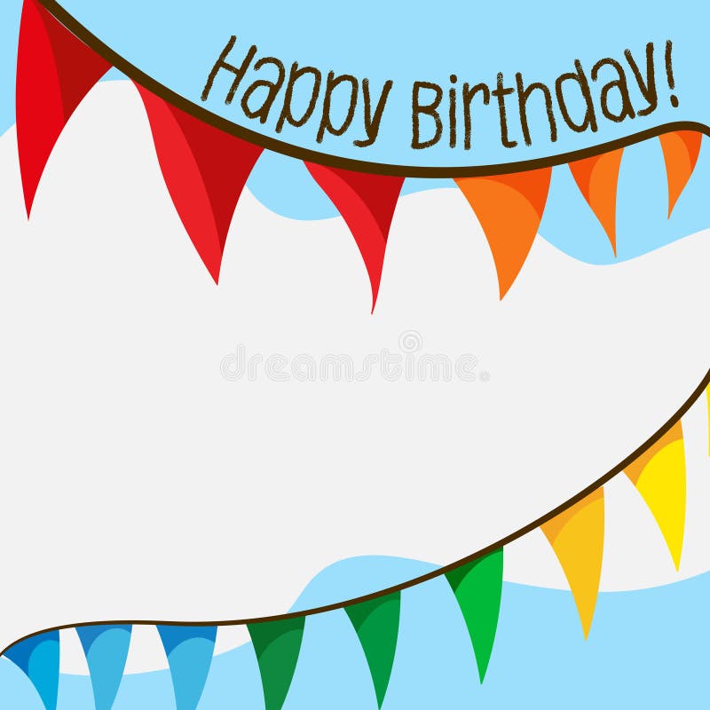Cart?o do feliz aniversario com bandeiras ilustração royalty free Cart?o do feliz aniversario com bandeiras ilustração royalty free