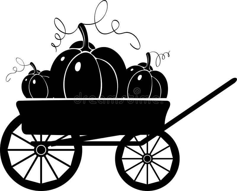 Download Cart With Pumpkins. Silhouette Stock Vector - Illustration of objects, food: 60322038