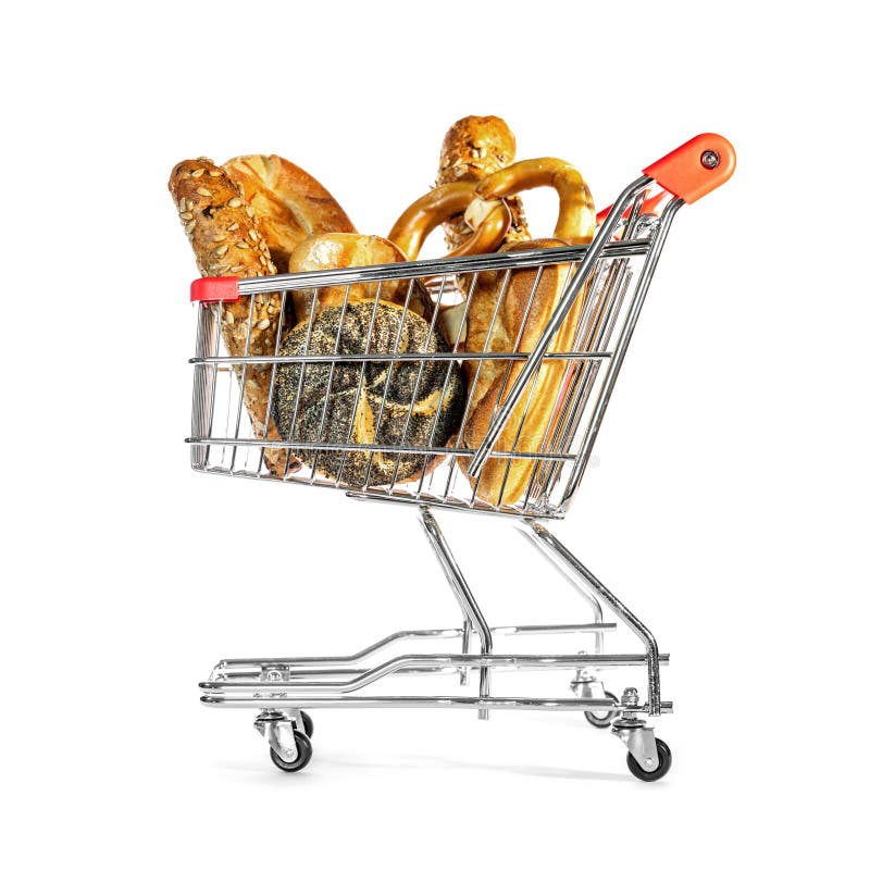 Cart or Shopping Trolley Full of Wooden Blocks and Building Bricks