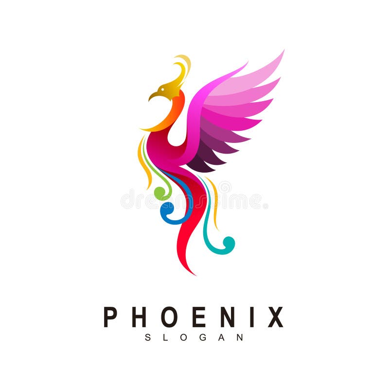 Phoenix Bird Logo with a Simple Look,colorful Icon Stock ...