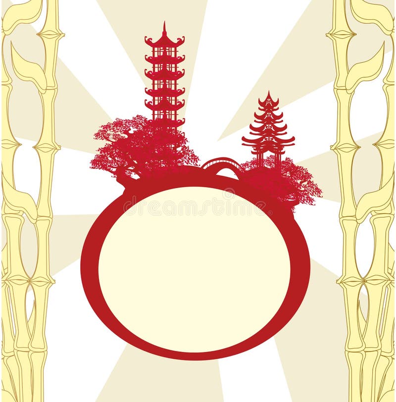 Carta astratta con le costruzioni asiatiche illustrazione vettoriale Carta astratta con le costruzioni asiatiche illustrazione vettoriale