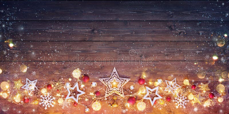Carta d'annata di Natale - decorazione e luci