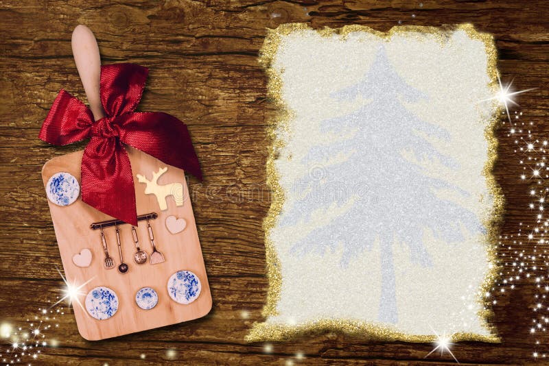 Carta d'annata di Natale del menu con lo spazio della copia fotografia stock Carta d'annata di Natale del menu con lo spazio della copia fotografia stock