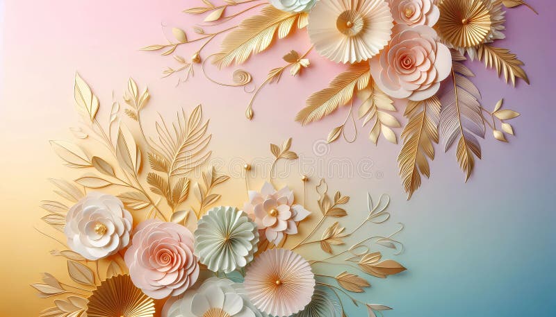 Carta da parati di fiori di colore pastello in oro. prodotto a base di. royalty illustrazione gratis