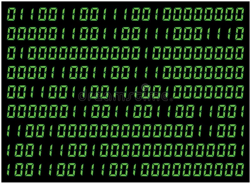 Carta da parati di vettore di 0,1 cifra Codice binario verde su priorità bassa nera Illustrazione di tecnologia dell'estratto del royalty illustrazione gratis
