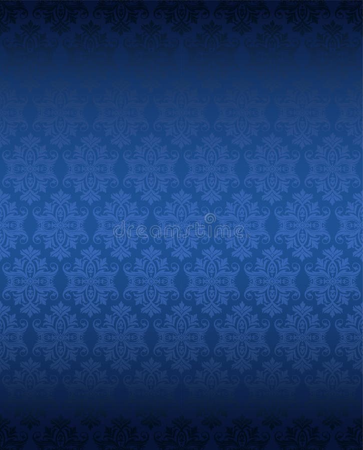 Carta da parati floreale blu senza cuciture di lusso illustrazione di stock Carta da parati floreale blu senza cuciture di lusso illustrazione di stock