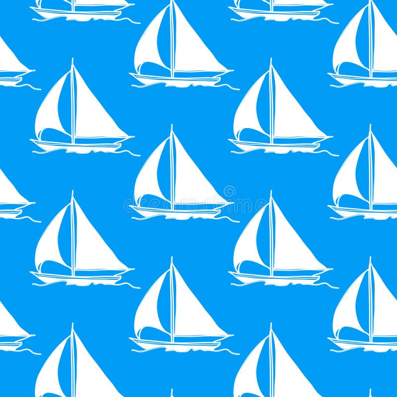 Carta da parati senza giunte con una barca a vela illustrazione vettoriale Carta da parati senza giunte con una barca a vela illustrazione vettoriale