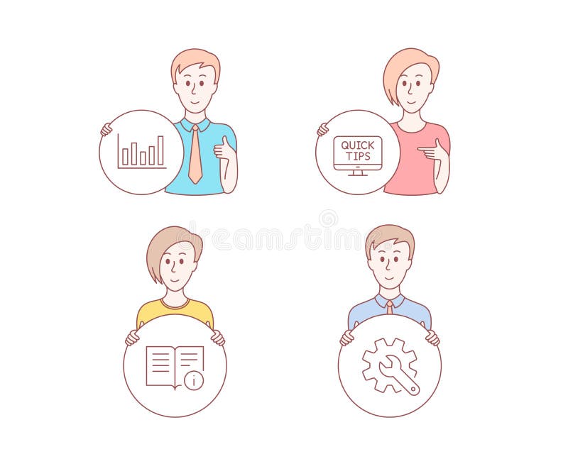 Carta de columna, información técnica e iconos de los tutoriales de la web Muestra del arreglo para requisitos particulares Vecto ilustración del vector